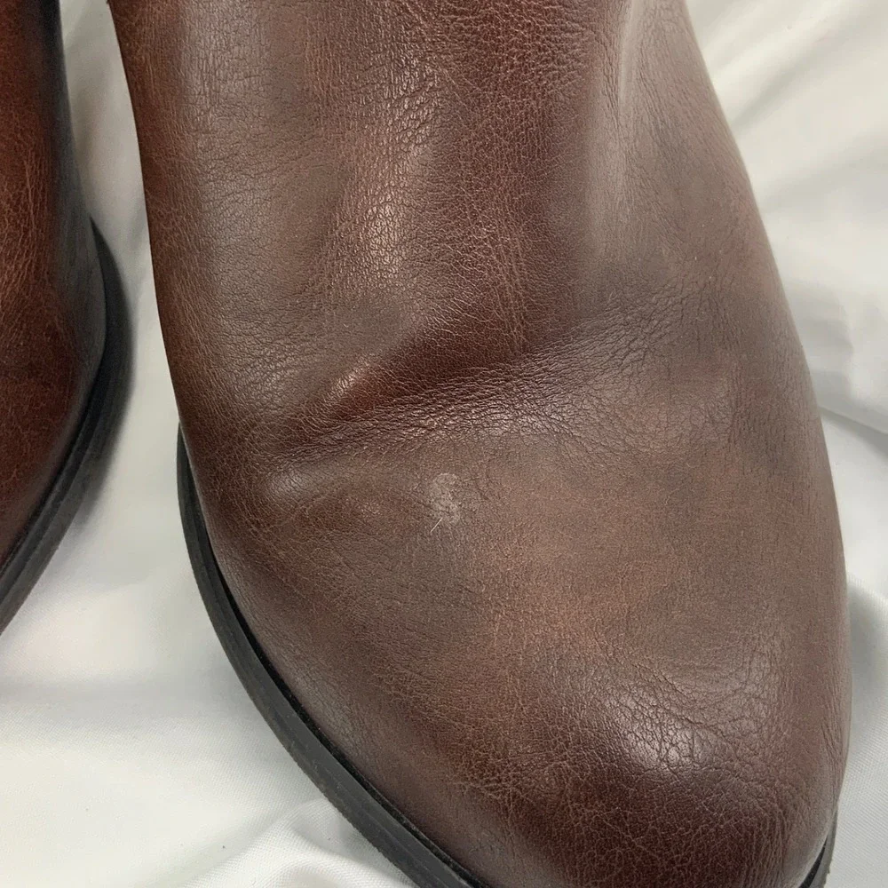 Torrid Brown‎ Faux Leather Double Zip Block Heel Ankle Boots 11.5